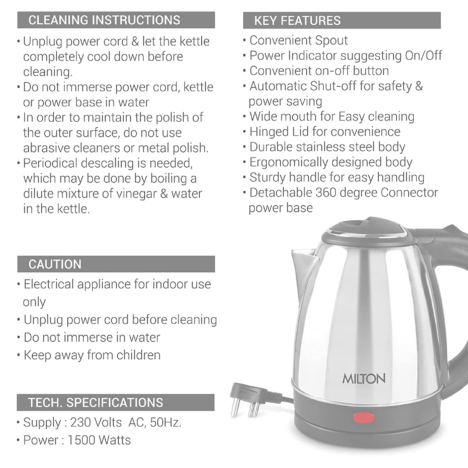 1pc 2l Electric Stainless Steel Quick Boiling Water Kettle For Household