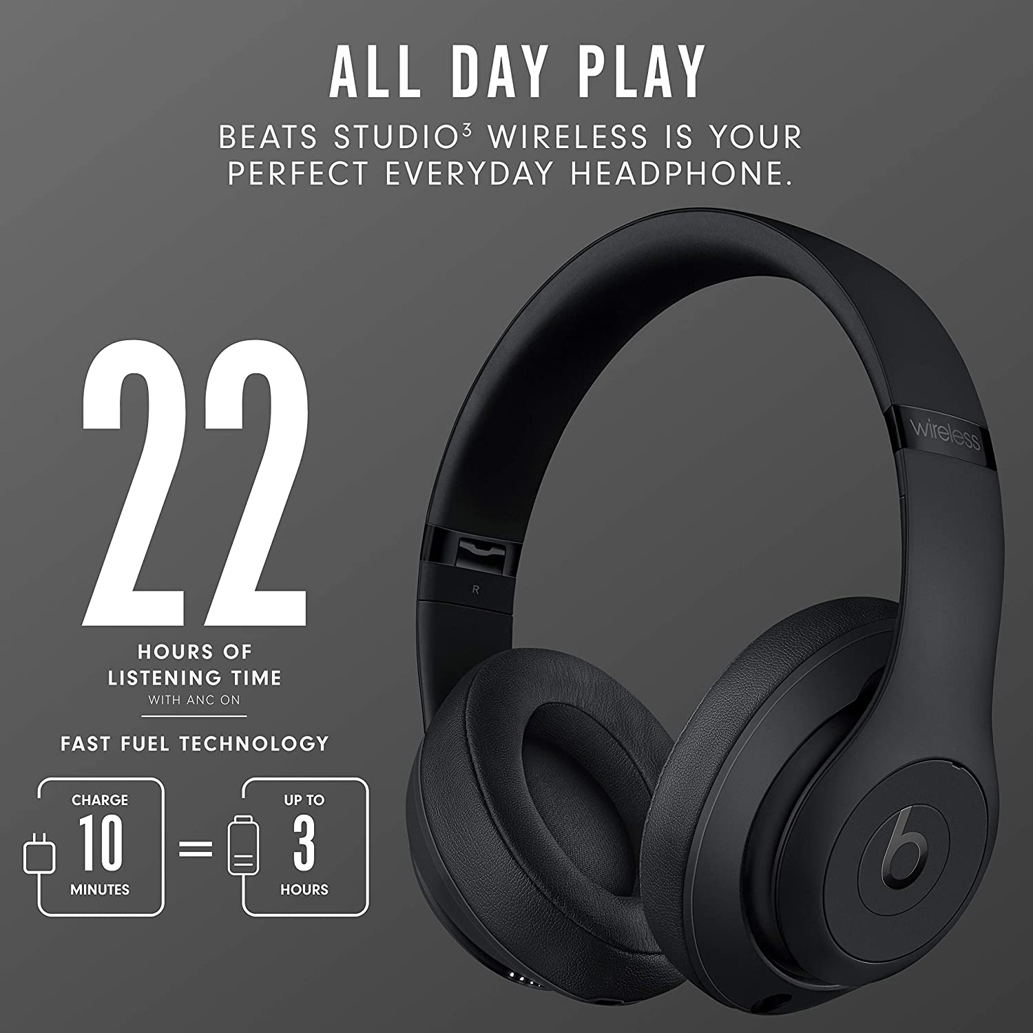 Beats Studio3 Wireless Noise Cancelling Over-Ear Headphones – Apple W1  Headphone Chip, Class Bluetooth, 22 Hours of Listening Time, Built-in  Microphone – Matte Black (Latest Model) – DAILY DEALS 365