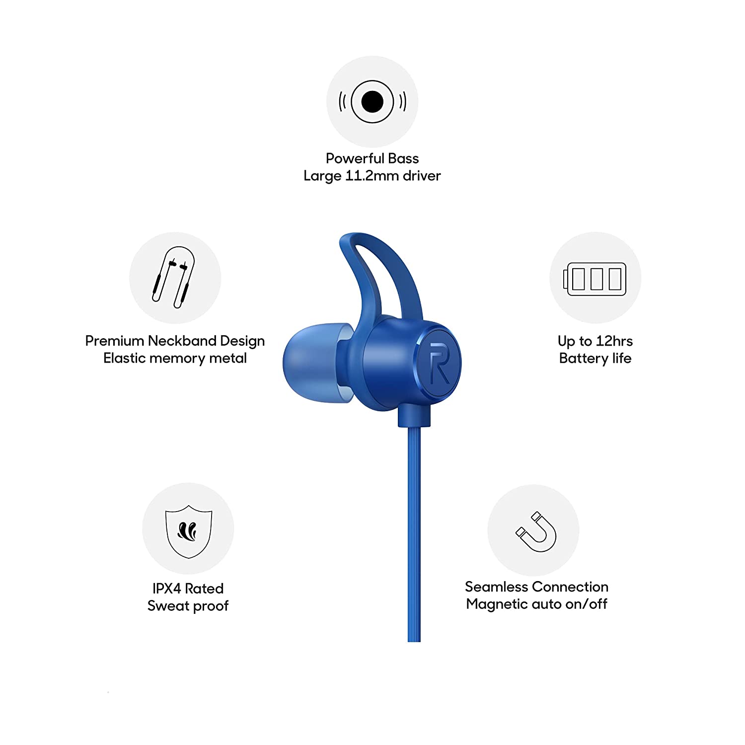 realme Buds Wireless in Ear Bluetooth Earphones with mic 11.2mm