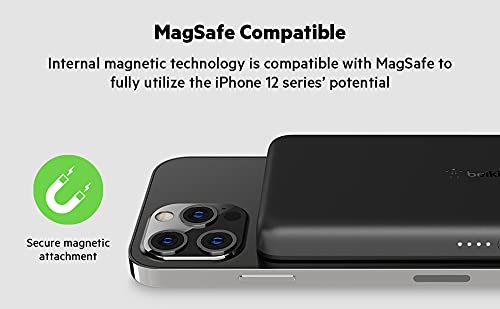 Belkin 2500 mAh Magnetic MagSafe Compatible Wireless Power Bank, Sleek  Design for iPhone 15, 14, 13 and 12 Series, Compatible with MagSafe Covers  –