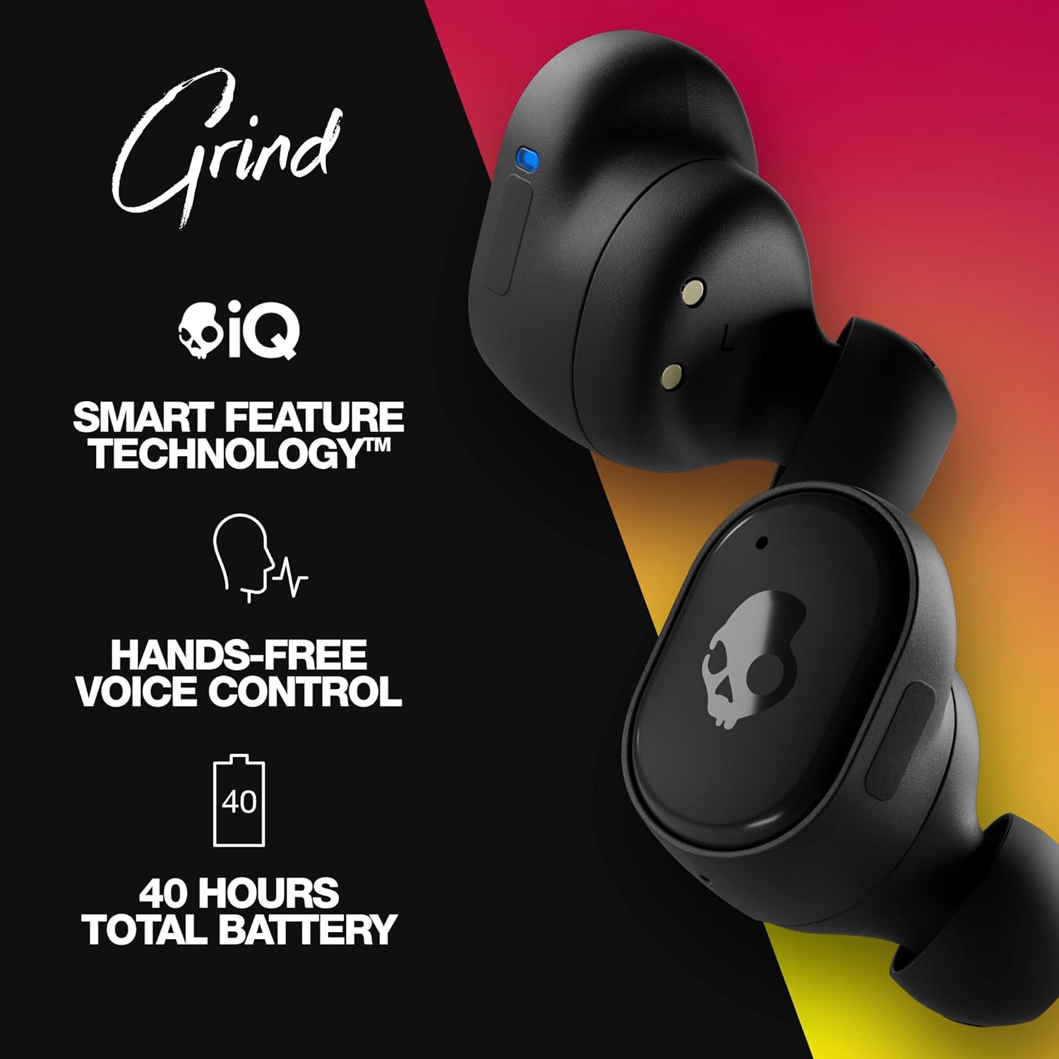 Skullcandy Grind in Ear Wireless Earbuds 40 Hr Battery Skull iQ