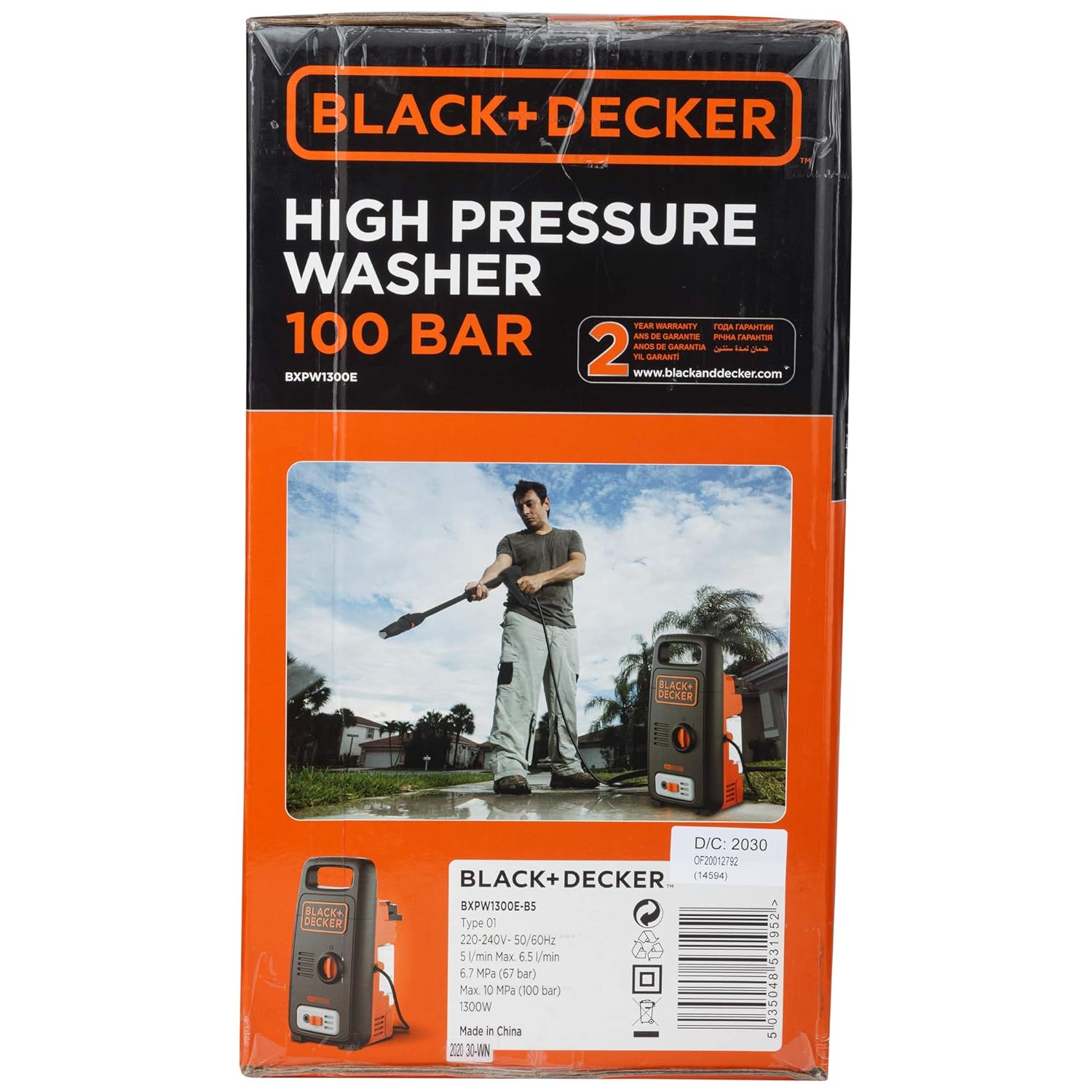 Black & Decker BW13 1300Watt 100 Bar, 390 L/hr Pressure Washer for